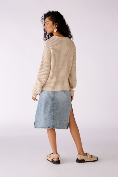 Knitted jumper with knitted-in wording