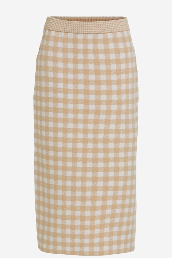Knitted skirt in a checked pattern
