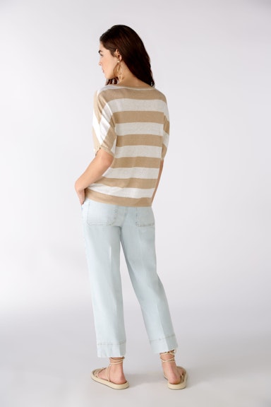 Linen jumper with block stripes