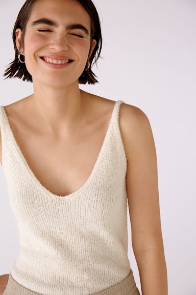 Knitted top with deep V-neck
