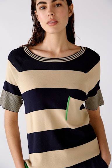 Short-sleeved jumper with block stripes