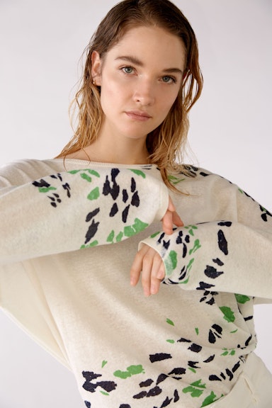 Knitted jumper made from linen-cotton blend
