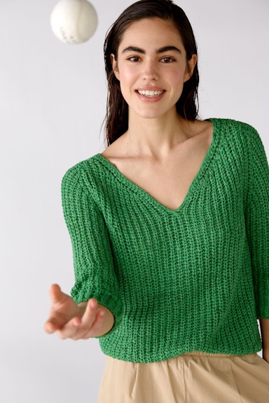 Knitted jumper with tunic neckline