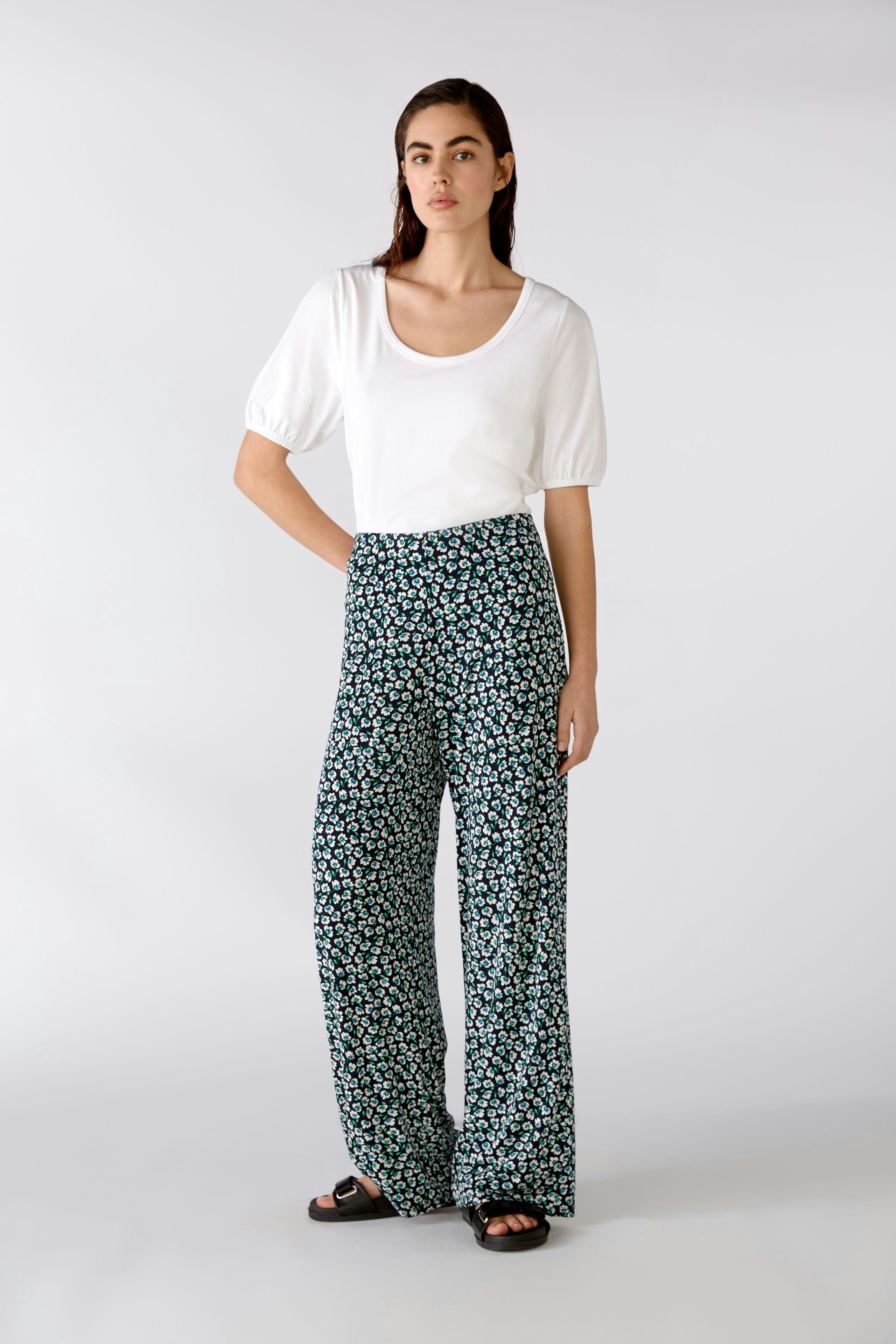 Slinky trousers in trendy print | OUI 