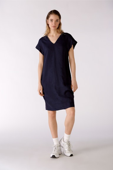 Linen dress with V-neck