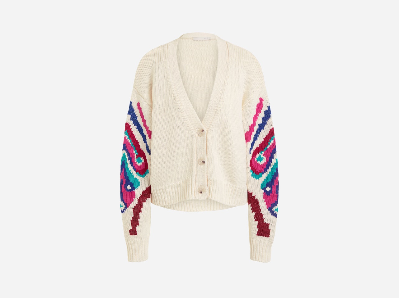 Cardigan with patterned sleeves