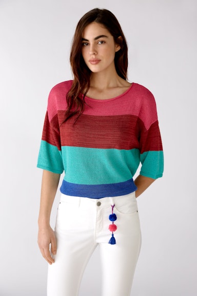 Half-arm jumper in colorblock stripes