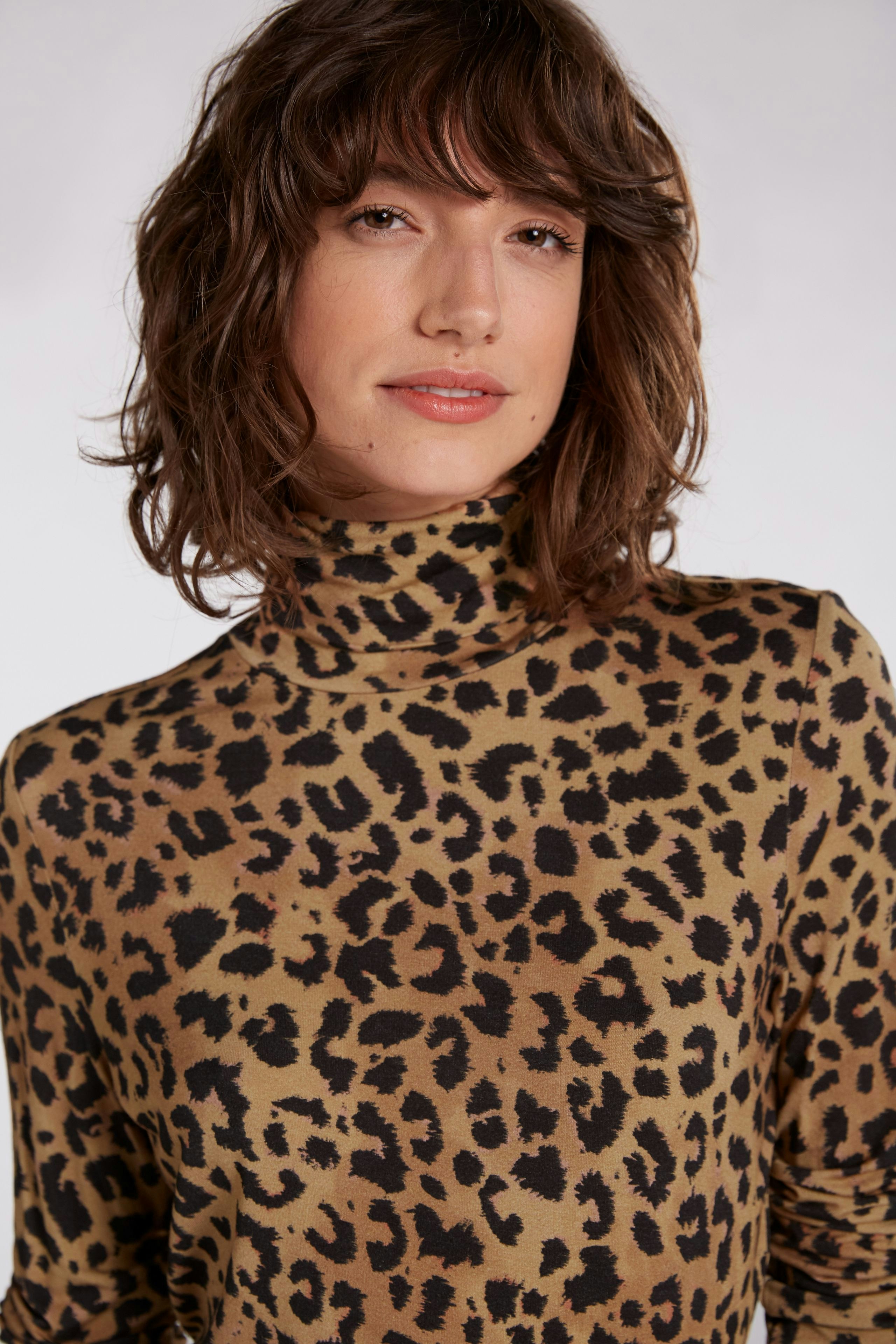 leopard print roll neck top