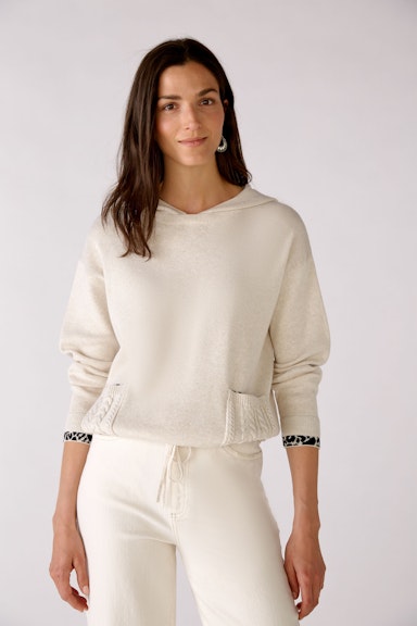 Knitted hoodie with cable knit details