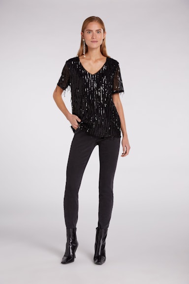 Bild 2 von T-shirt with fringes and sequins in black | Oui