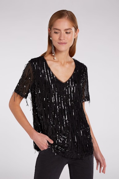 Bild 3 von T-shirt with fringes and sequins in black | Oui