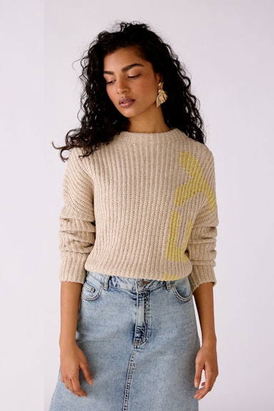 Bild 3 von Knitted jumper with knitted-in wording in lt camel yellow | Oui