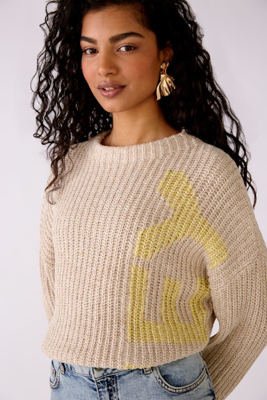 Bild 5 von Knitted jumper with knitted-in wording in lt camel yellow | Oui
