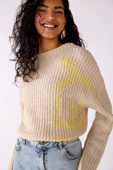 Bild 7 von Knitted jumper with knitted-in wording in lt camel yellow | Oui