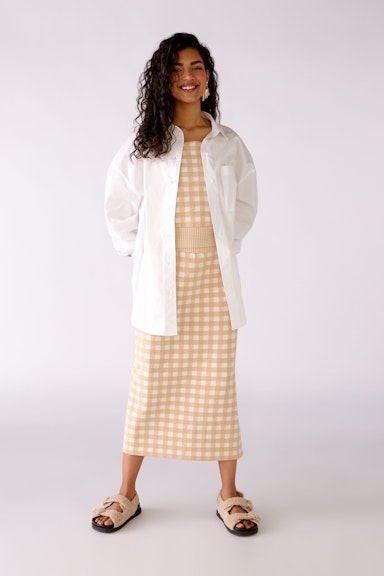 Bild 2 von Knitted top in a checked pattern in white camel | Oui