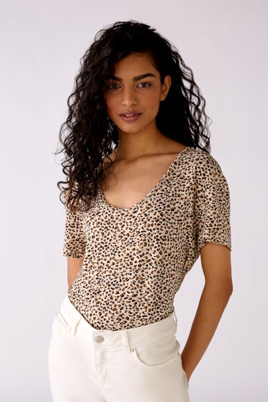 Bild 3 von T-shirt in leopard print in lt stone brown | Oui