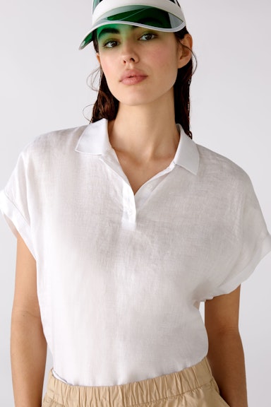 Linen blouse with polo collar