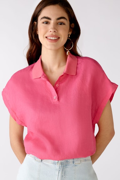 Bild 5 von Linen blouse with polo collar in fuchsia purple | Oui