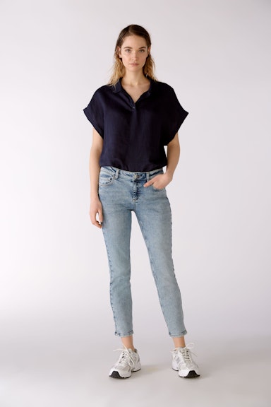Bild 2 von Linen blouse with polo collar in darkblue | Oui