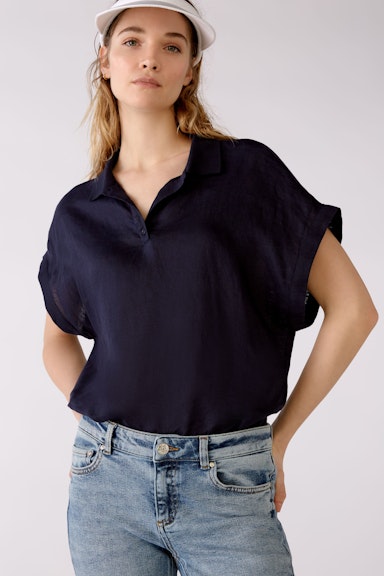Bild 7 von Linen blouse with polo collar in darkblue | Oui