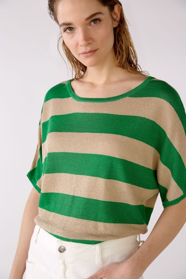Bild 6 von Linen jumper with block stripes in green stone | Oui