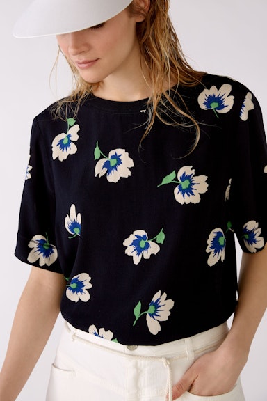Bild 1 von Blouse shirt with floral print in dk blue white | Oui