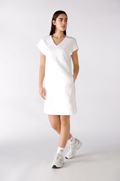 Bild 2 von Linen dress with V-neck in optic white | Oui
