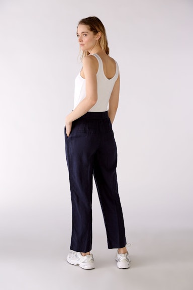 Bild 4 von Linen trousers cropped in darkblue | Oui