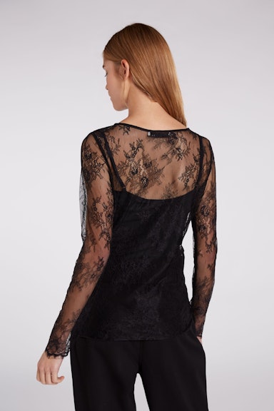 Bild 3 von Transparent long sleeve shirt with flower lace in black | Oui