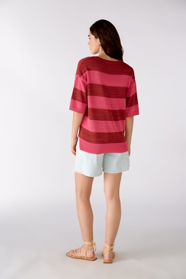 Bild 4 von Short-sleeved jumper with statement in pink rose | Oui