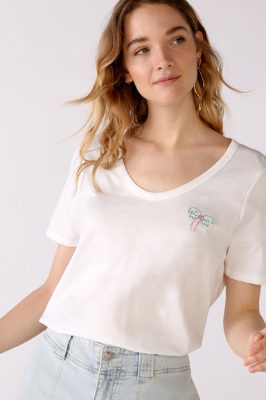 Bild 5 von T-shirt with small palm tree in optic white | Oui