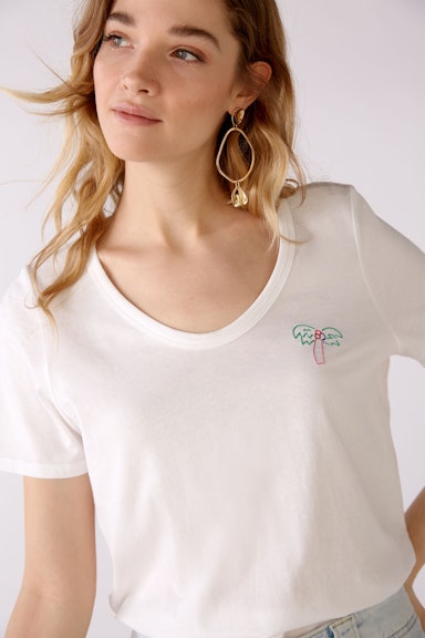 Bild 6 von T-shirt with small palm tree in optic white | Oui