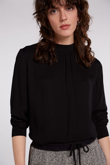 Bild 4 von Blouse shirt with stand-up collar in black | Oui