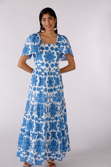 Bild 3 von Maxi dress in ornament print in white blue | Oui