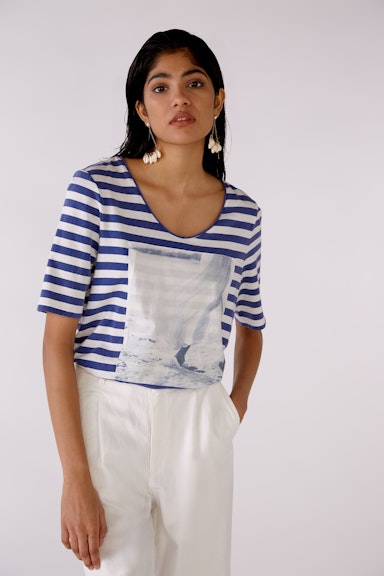 Bild 3 von T-shirt with placed photo print in white blue | Oui