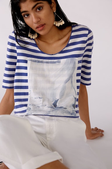 Bild 1 von T-shirt with placed photo print in white blue | Oui