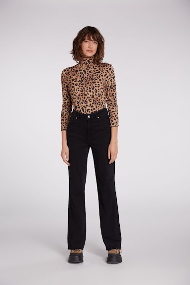 Bild 1 von Long-sleeved shirt with leopard print in camel black | Oui