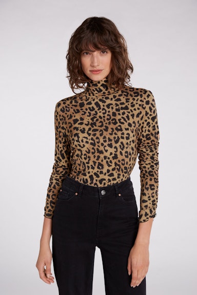 Bild 2 von Long-sleeved shirt with leopard print in camel black | Oui