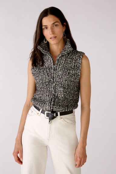 Knitted waistcoat with stand-up collar