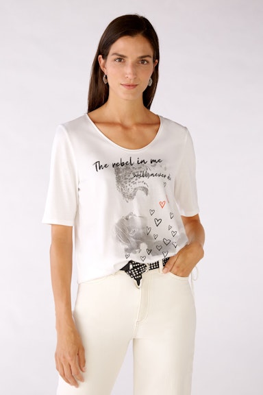 Bild 3 von T-shirt with print and rhinestones in cloud dancer | Oui