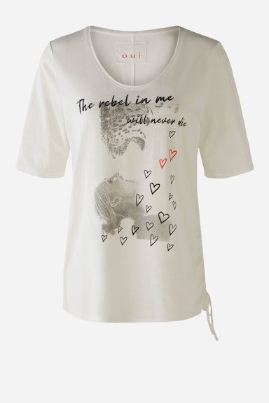 T-shirt with print and rhinestones