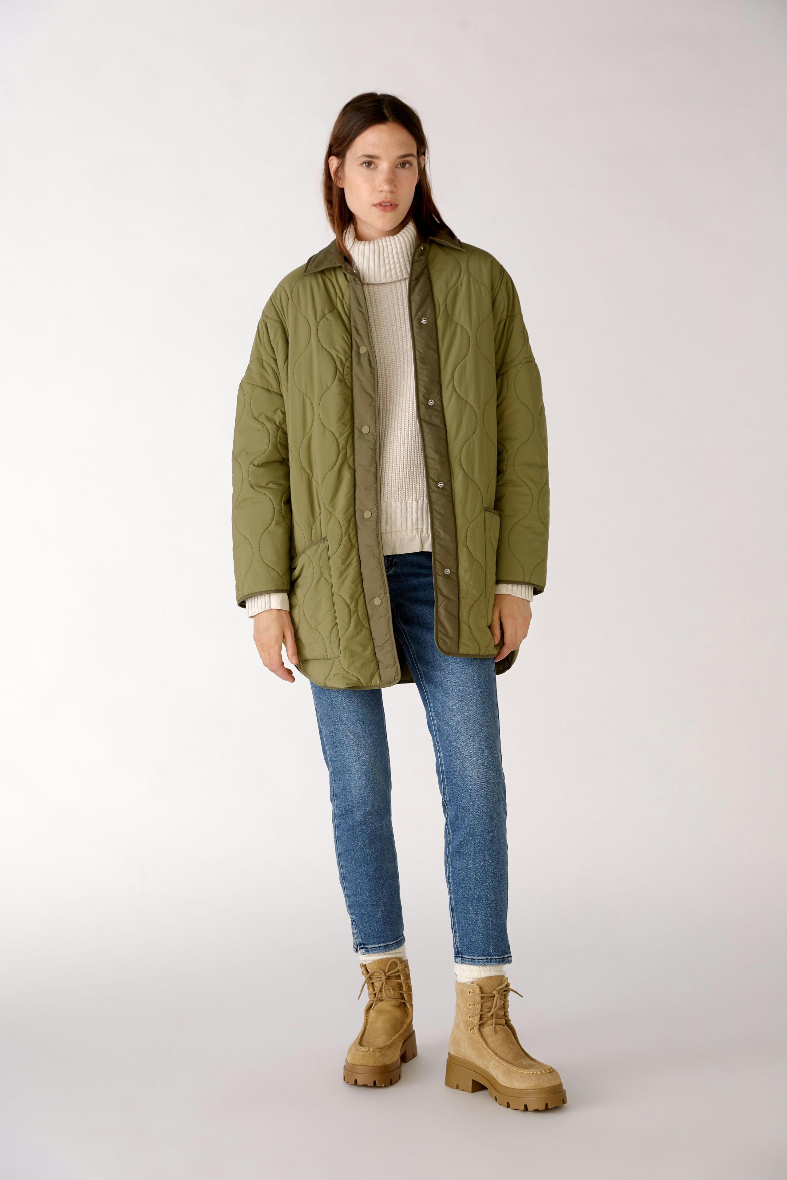 Quilted coat at knee length | OUI Onlineshop