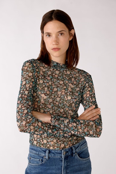 Long-sleeved shirt with floral print