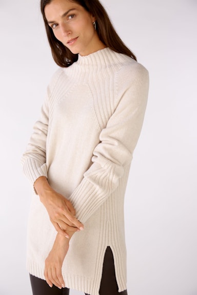 Bild 5 von Knitted jumper  with stand-up collar in light beige mel | Oui