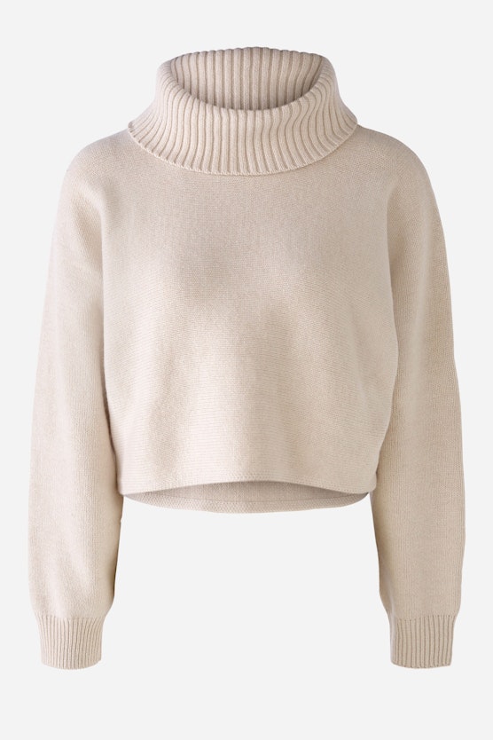 Knitted jumper with wide rib knit collar