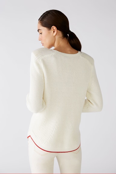 Bild 4 von Knitted jumper  with round neckline in white red | Oui