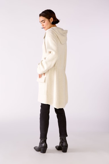 Bild 3 von Knitted coat with hood in offwhite melang | Oui