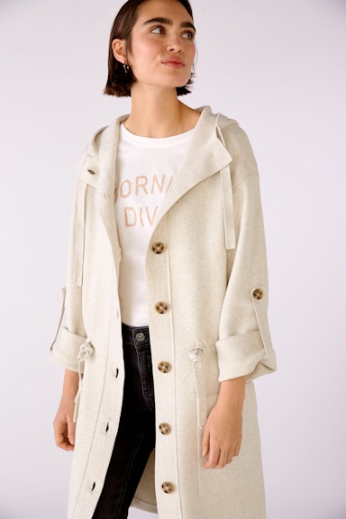 Bild 6 von Knitted coat with hood in offwhite melang | Oui