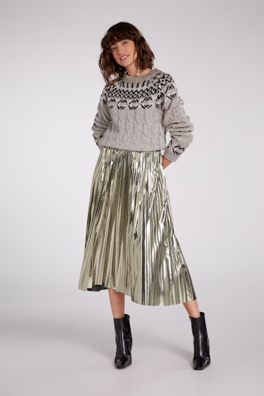 Bild 2 von Pleated skirt with elastic waistband in old gold | Oui