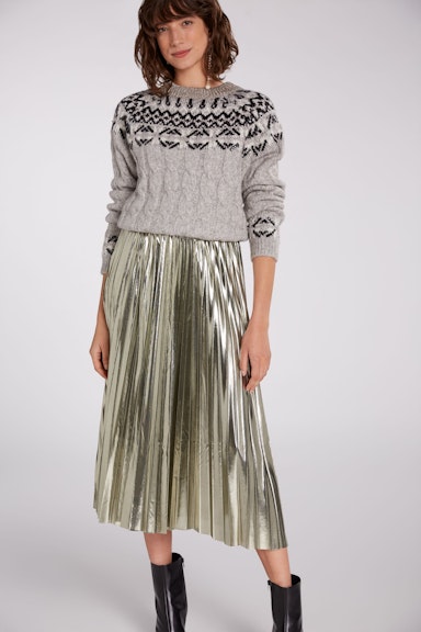 Bild 7 von Pleated skirt with elastic waistband in old gold | Oui